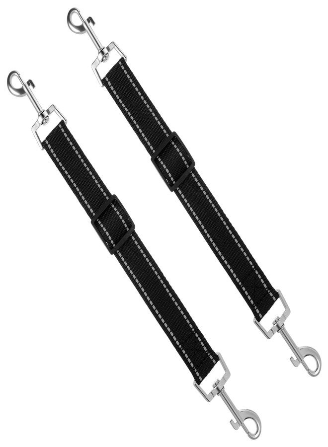 Yuanchu 2 Pcs Dog Collar Safety Clips with Double Ended Clasps, Adjustable Collar Backup Clip with Reflective Stripes Harness Collar Connector for Walking Training Running Black - Image 1